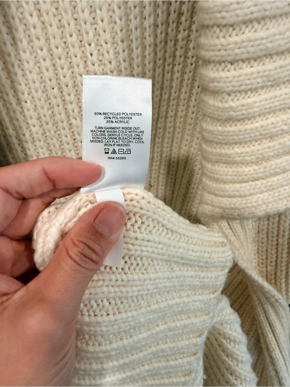 Express Cream Ribbed Open-Front Duster Cardigan Sweater - Picture 3 of 3